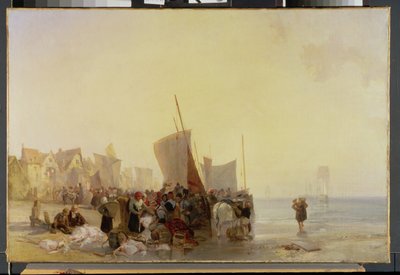 Ein Fischmarkt in der Nähe von Boulogne, um 1824 von Richard Parkes Bonington